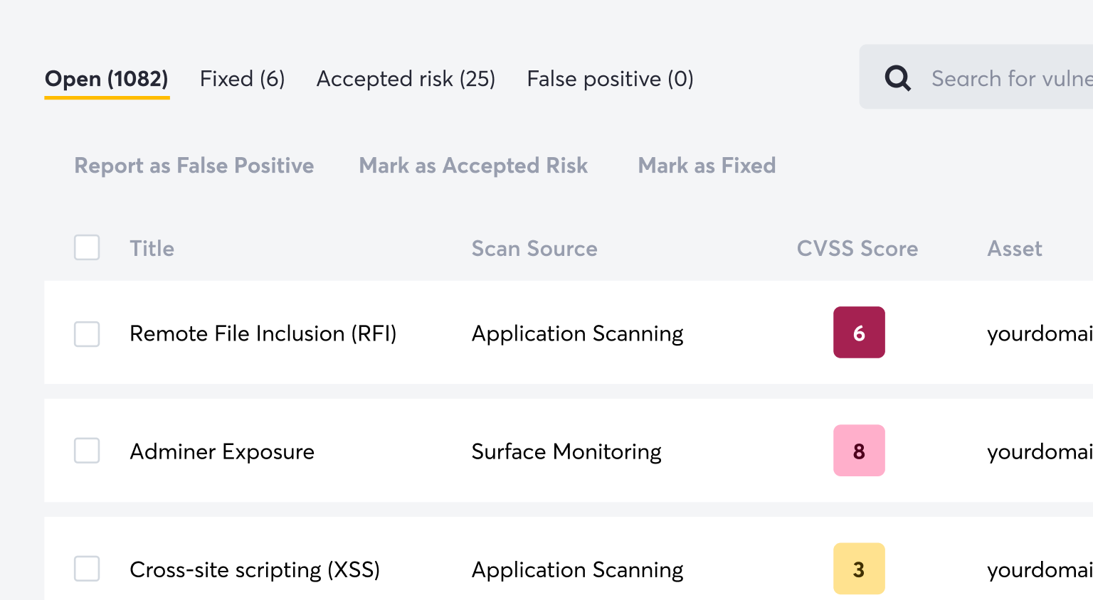 Graphic of vulnerabilities view of Detectify tool