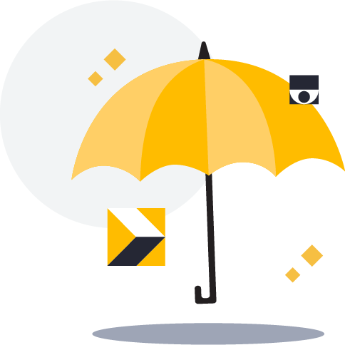 Illustration of an umbrella giving protection